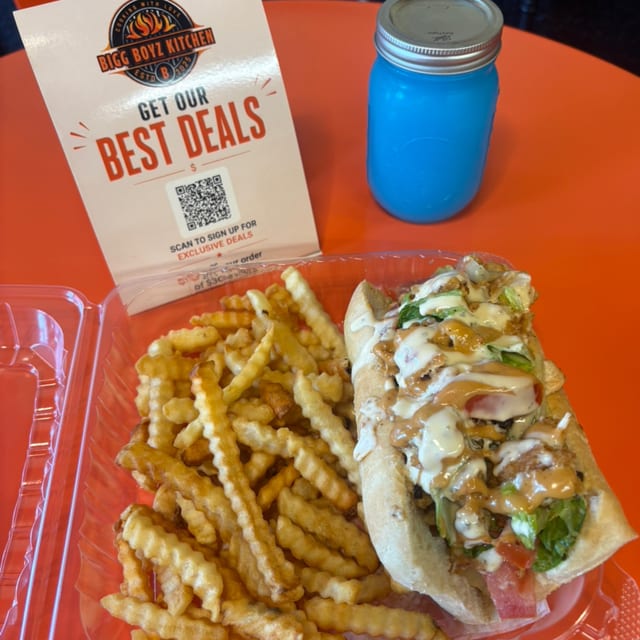 Chopped chicken po’boy.